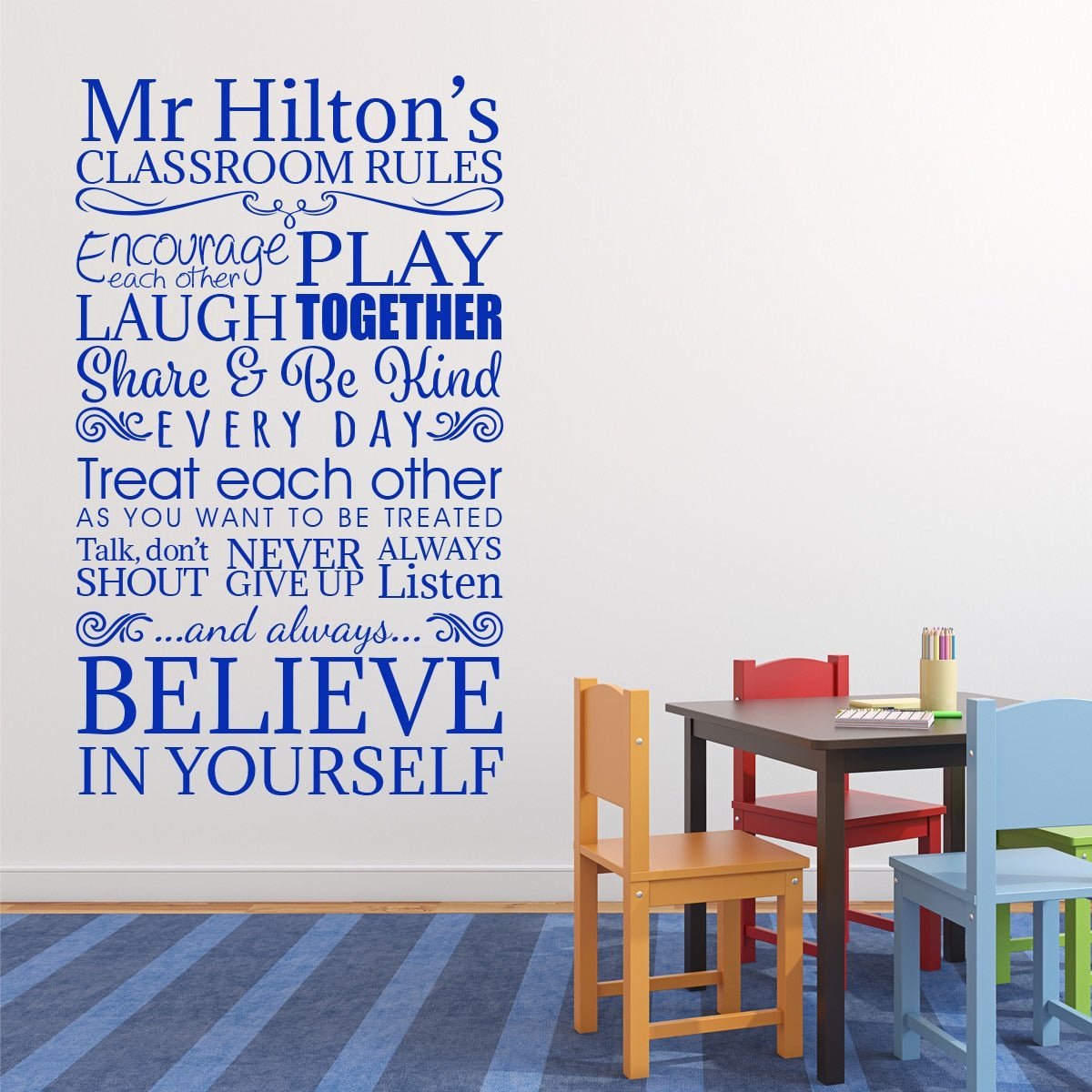 Personalised Classroom Rules Wall Sticker Decal image 1