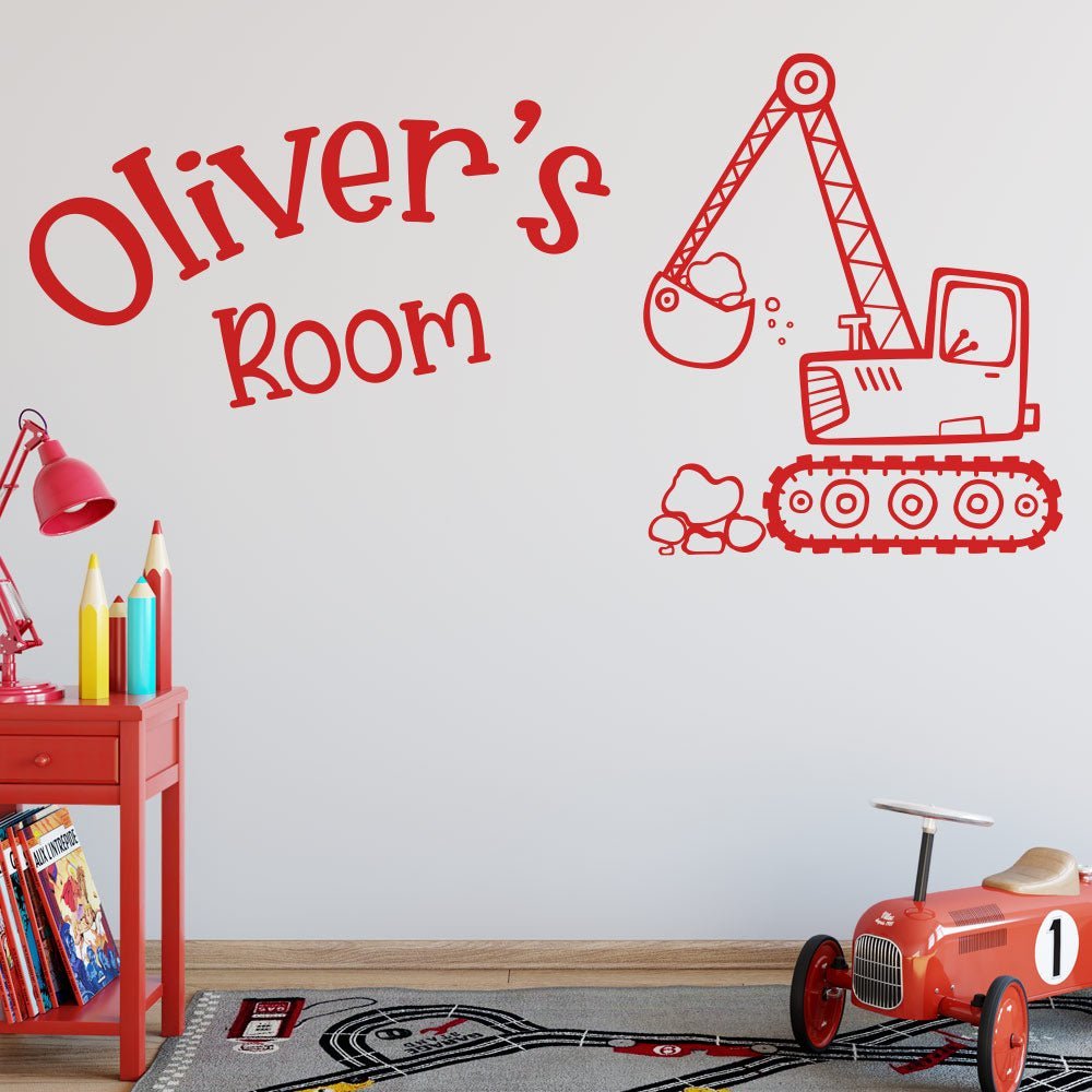 Personalised Digger Truck Wall Sticker image 0