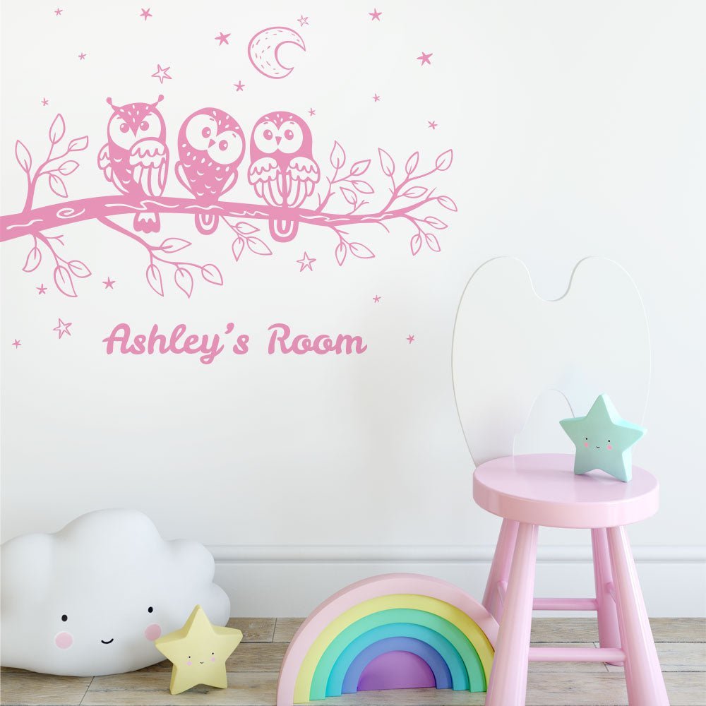 Personalised Cute Owls Wall Sticker image 1