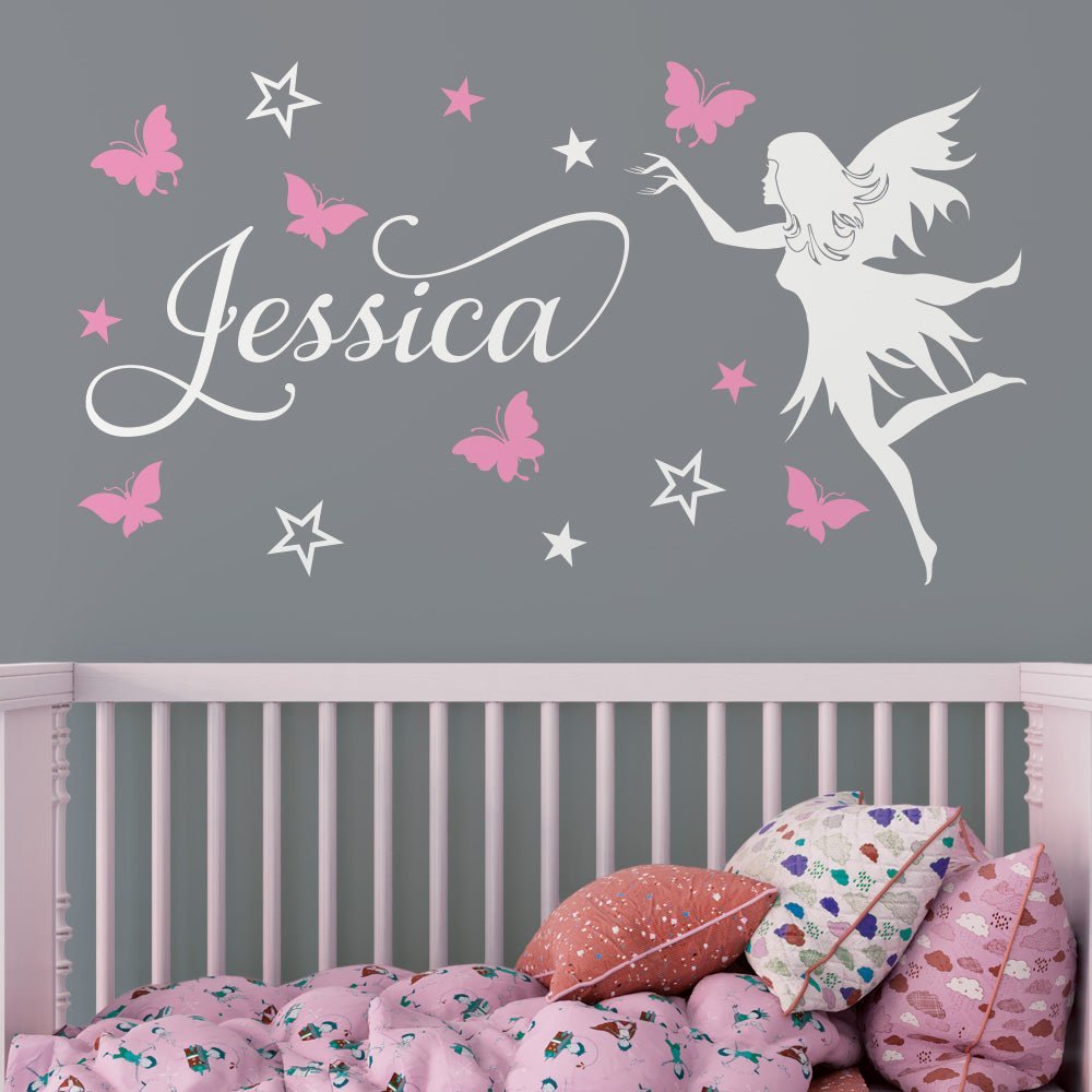 Butterfly Fairy Girls Wall Sticker Personalised image 1