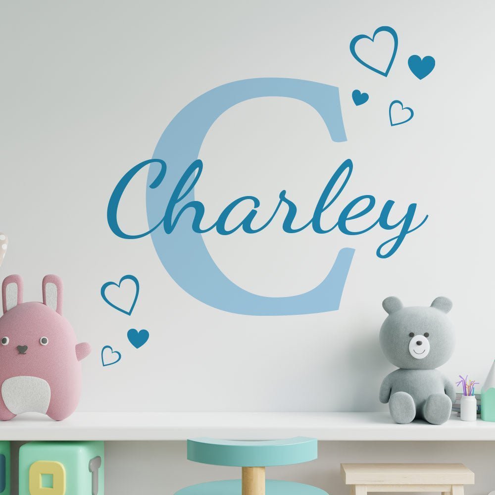 Personalised Wall Sticker Monogram with hearts image 2