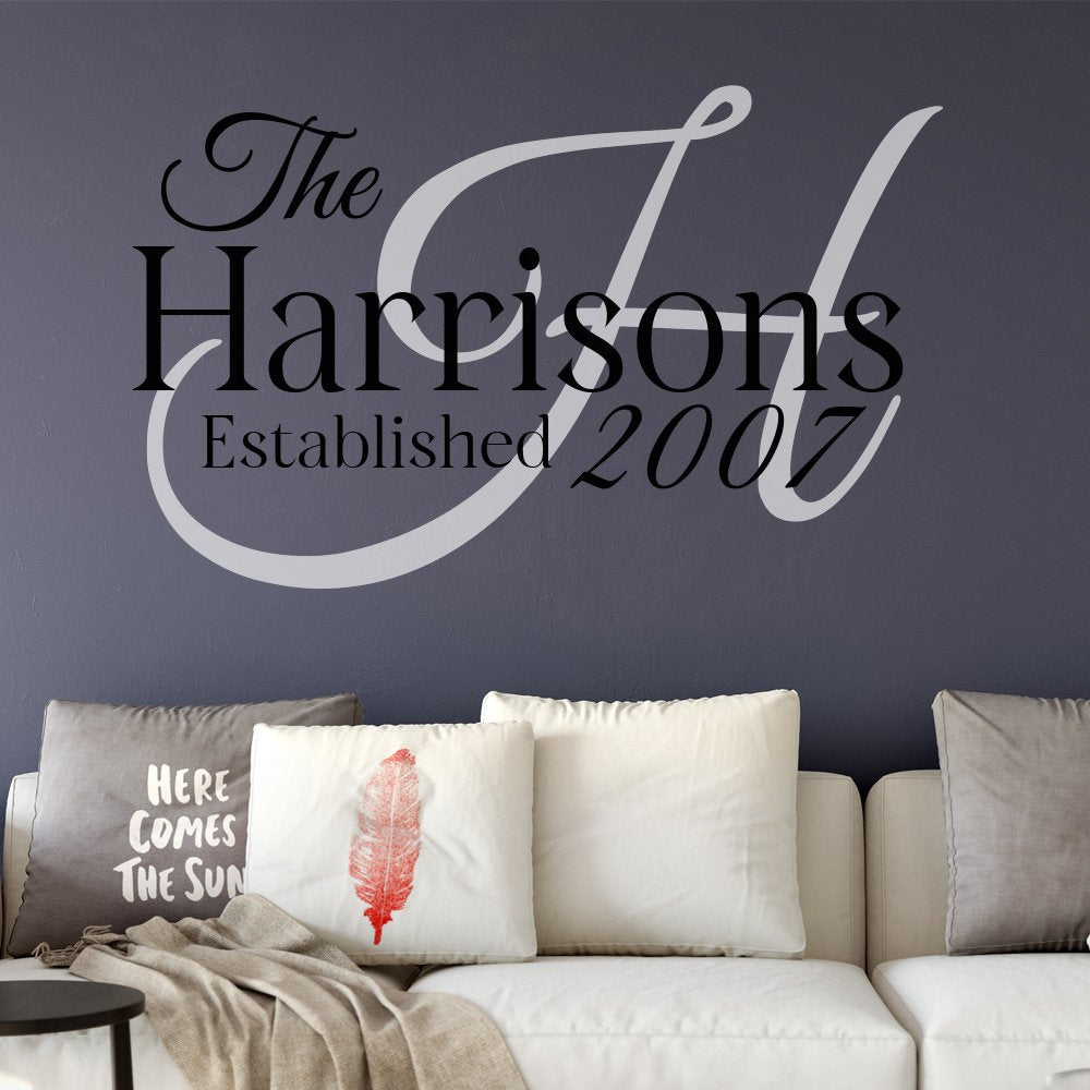 Family Established Monogram Wall Art Sticker image 2
