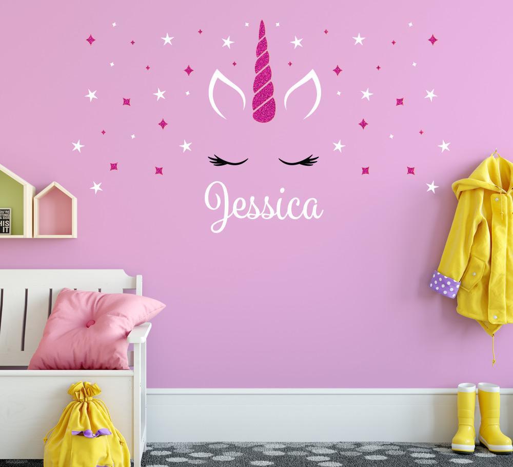 Personalised Unicorn Sparkly Wall Sticker image 2