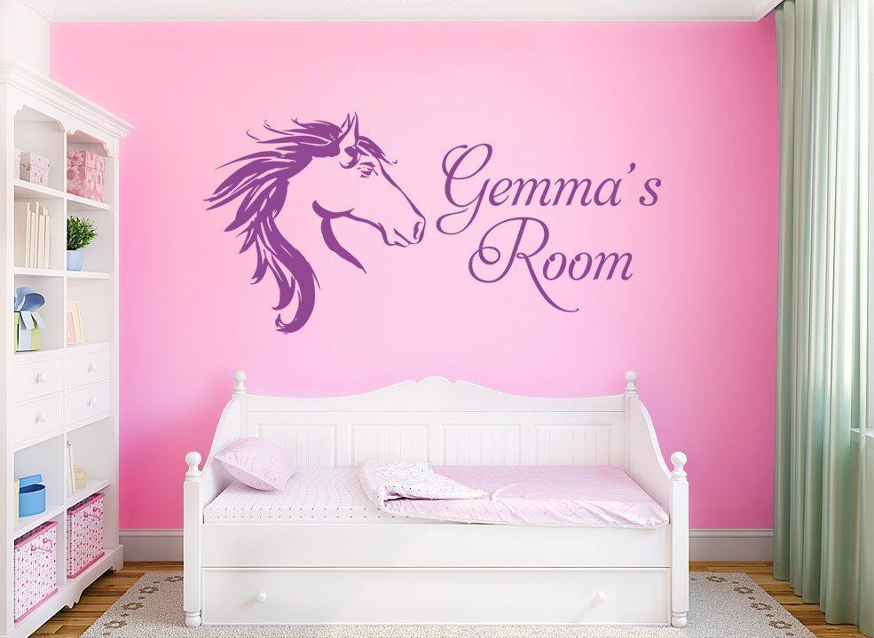 Horse Head Girls Wall Art Sticker Personalised image 0