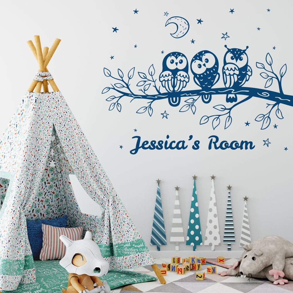 Personalised Cute Owls Wall Sticker image 0