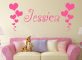 Love Hearts Girls Wall Art Sticker Personalised image 0