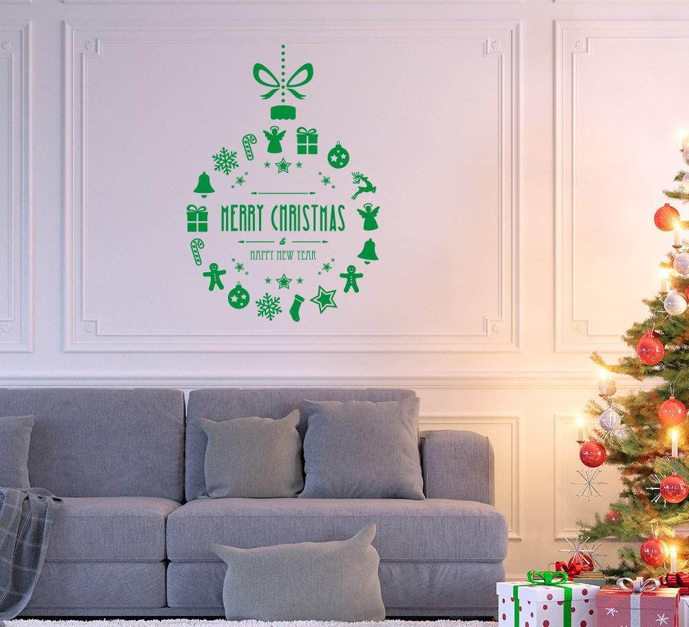 Christmas Bauble with Greetings Wall Art Sticker image 1