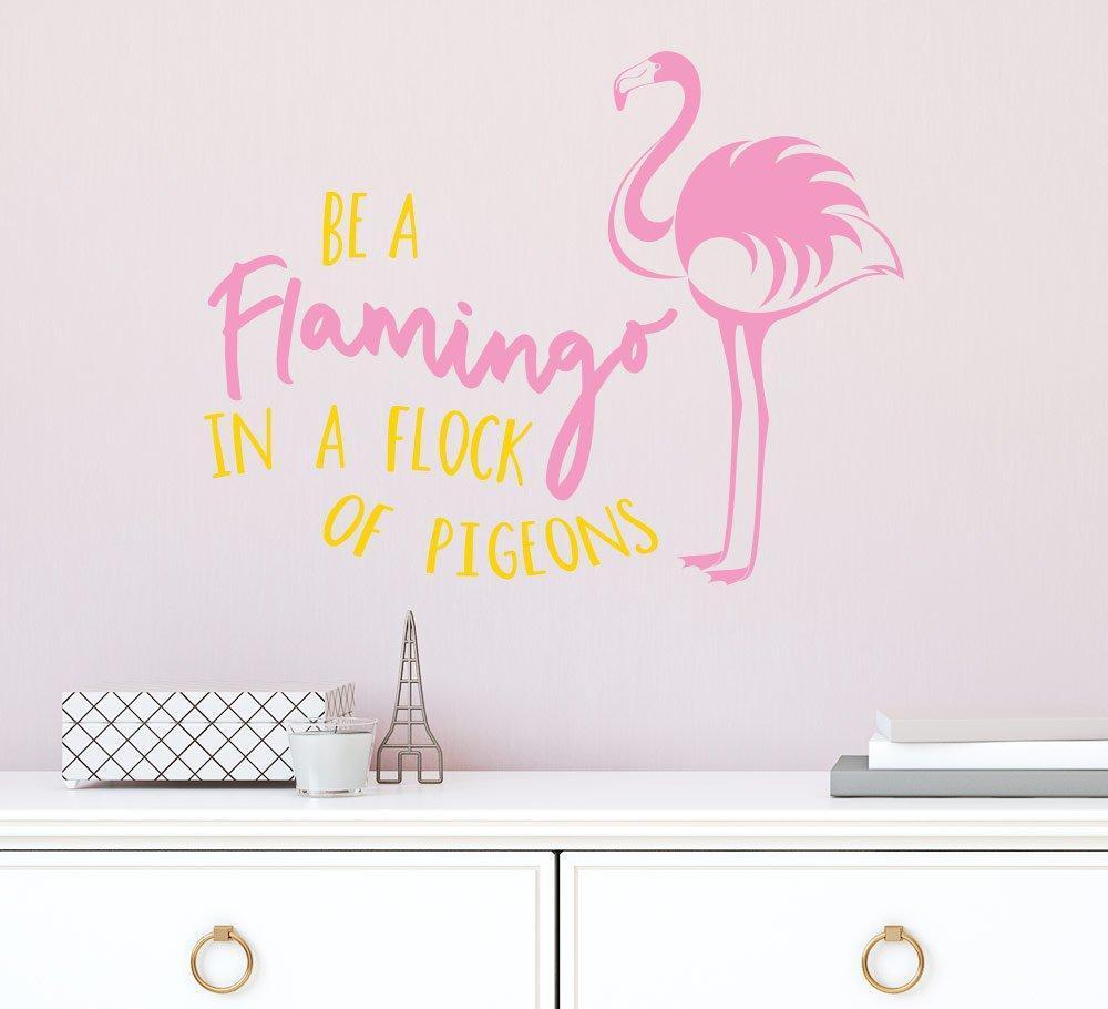 Be a Flamingo in a flock of Pigeons Wall Sticker image 0
