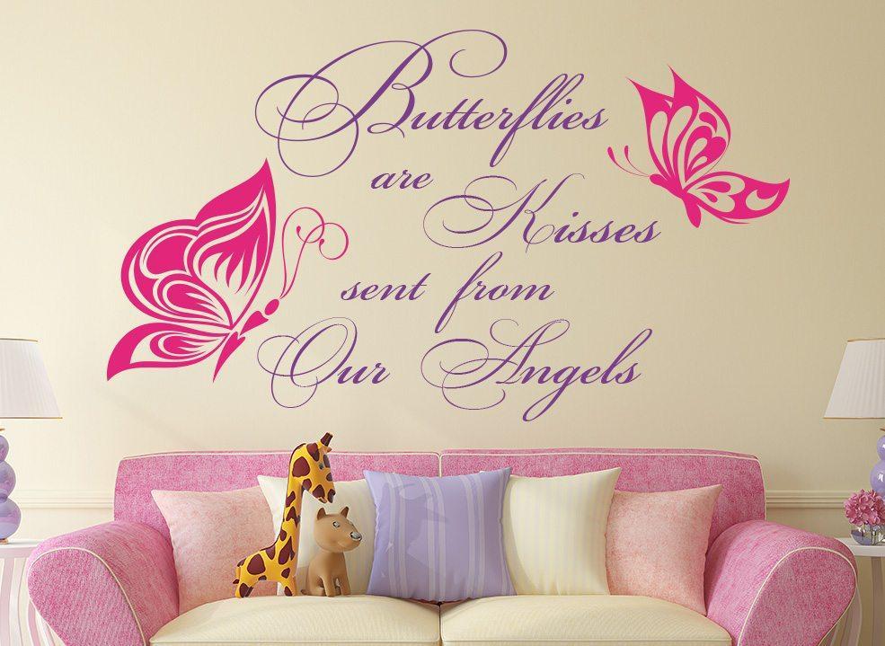 Butterflies Are Kisses Quote Wall Art Sticker image 0