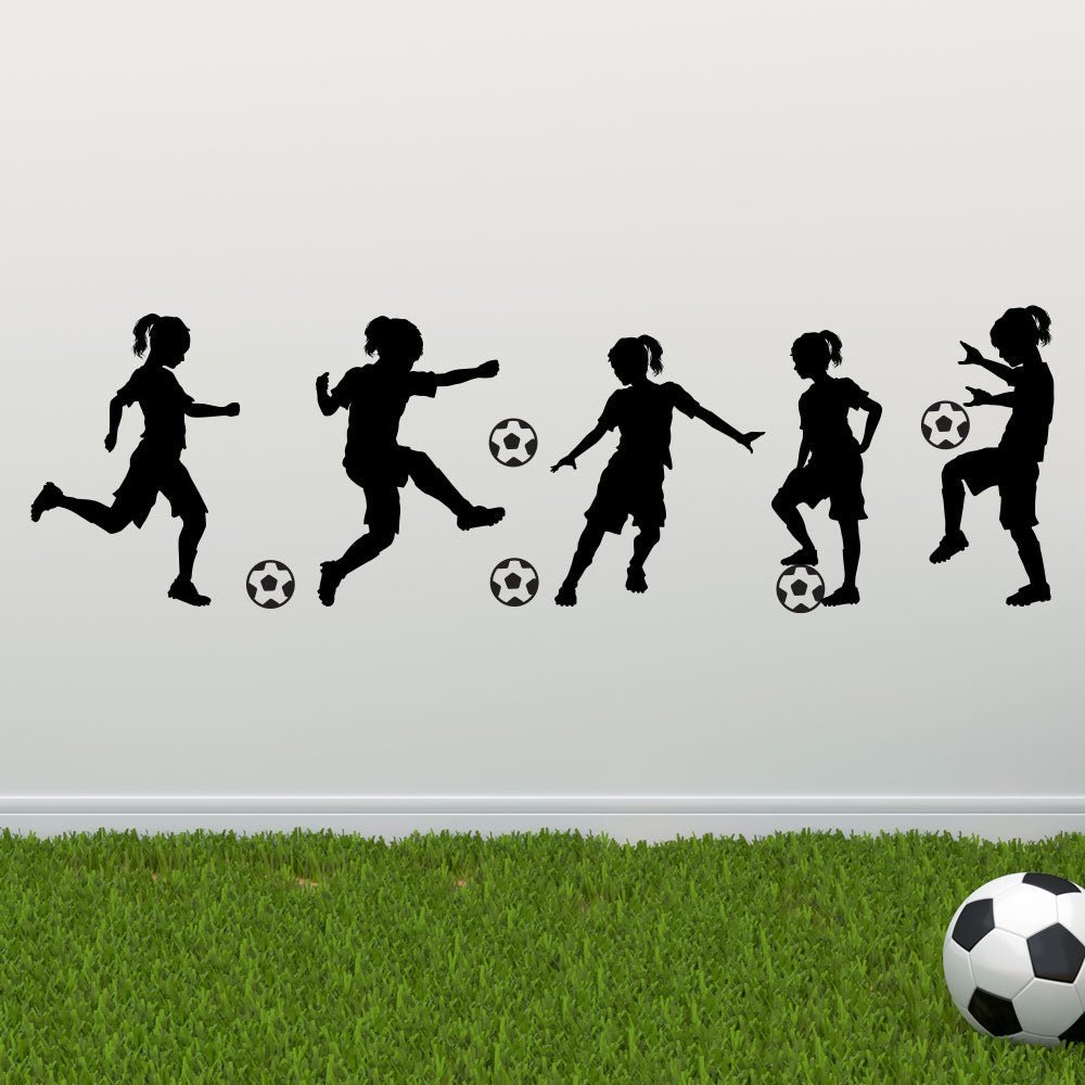 Pack of Girls Football Wall Stickers - girls Soccer Player Decals image 0