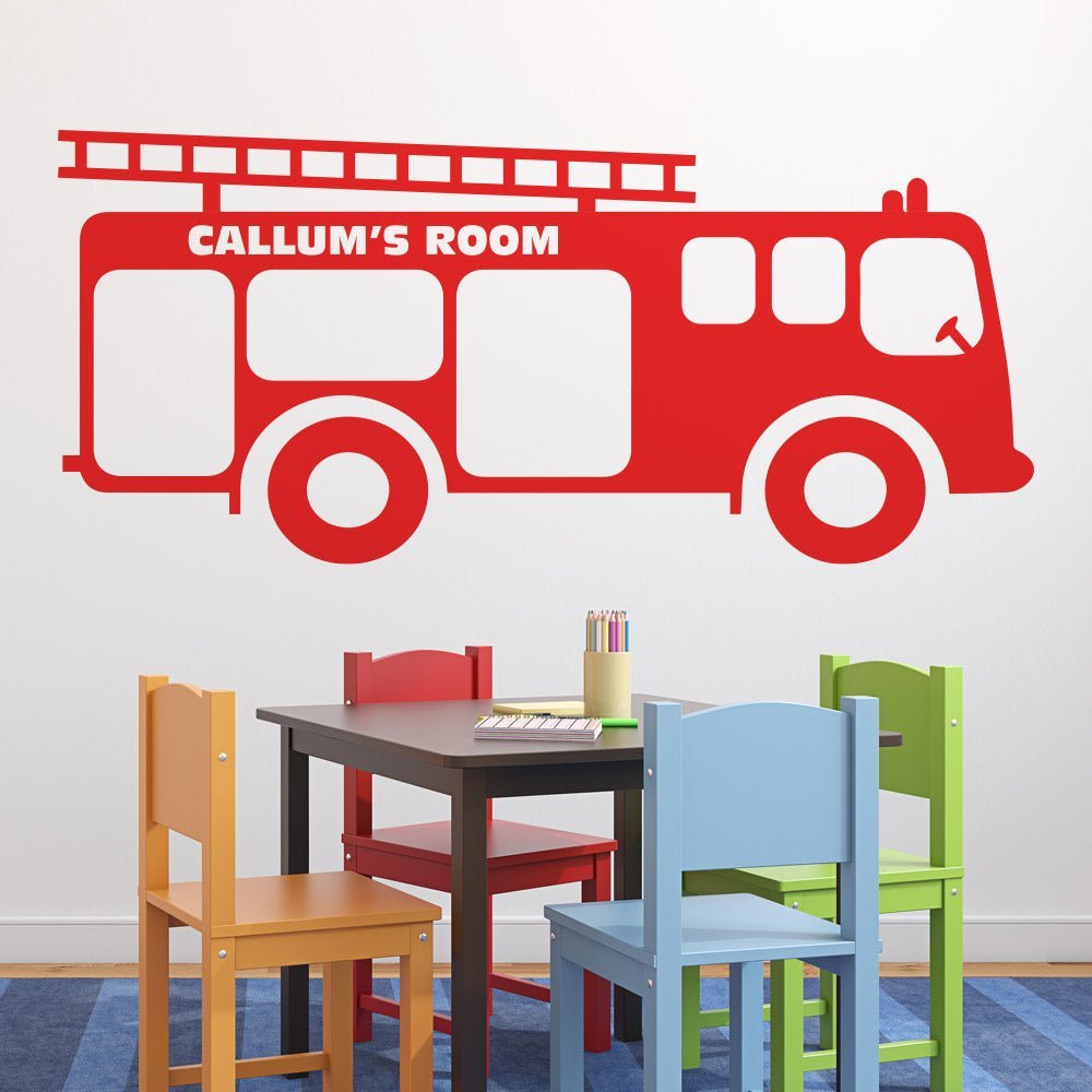 Fire Engine Truck Boys Wall Art Sticker Personalised image 1