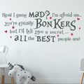Alice in Wonderland Wall Sticker - Have I gone Mad image 0