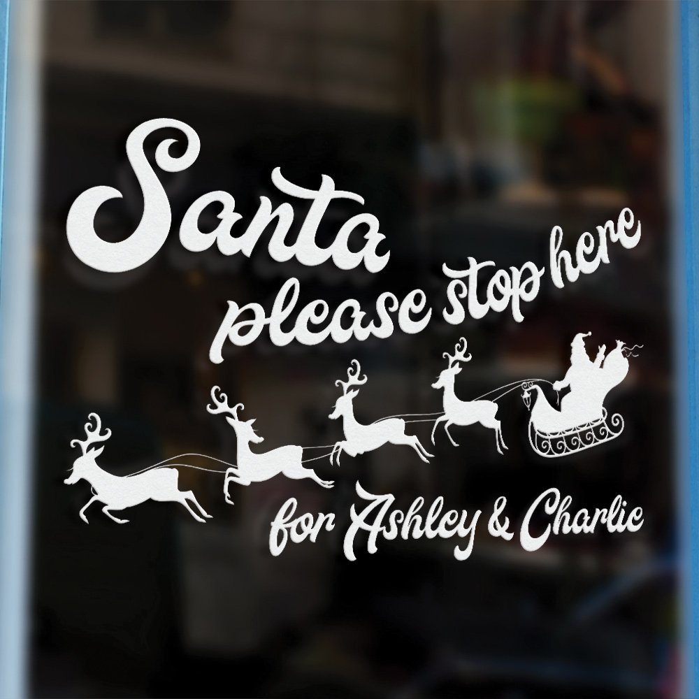 Santa Stop Here Sign Christmas Window  Wall Sticker image 0