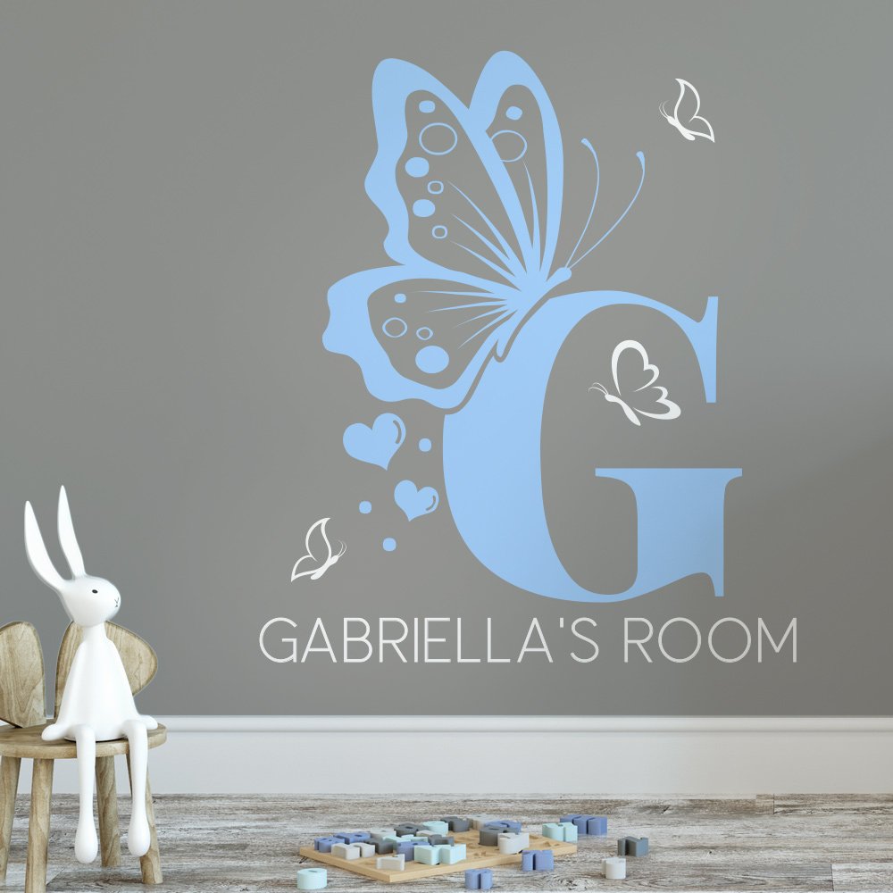 Personalised Wall Sticker Monogram with Butterflies image 1