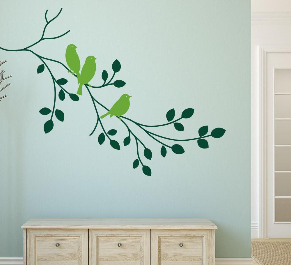 Three Birds on a Branch Wall Art Sticker image 2