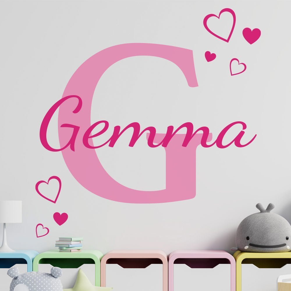 Personalised Wall Sticker Monogram with hearts image 1