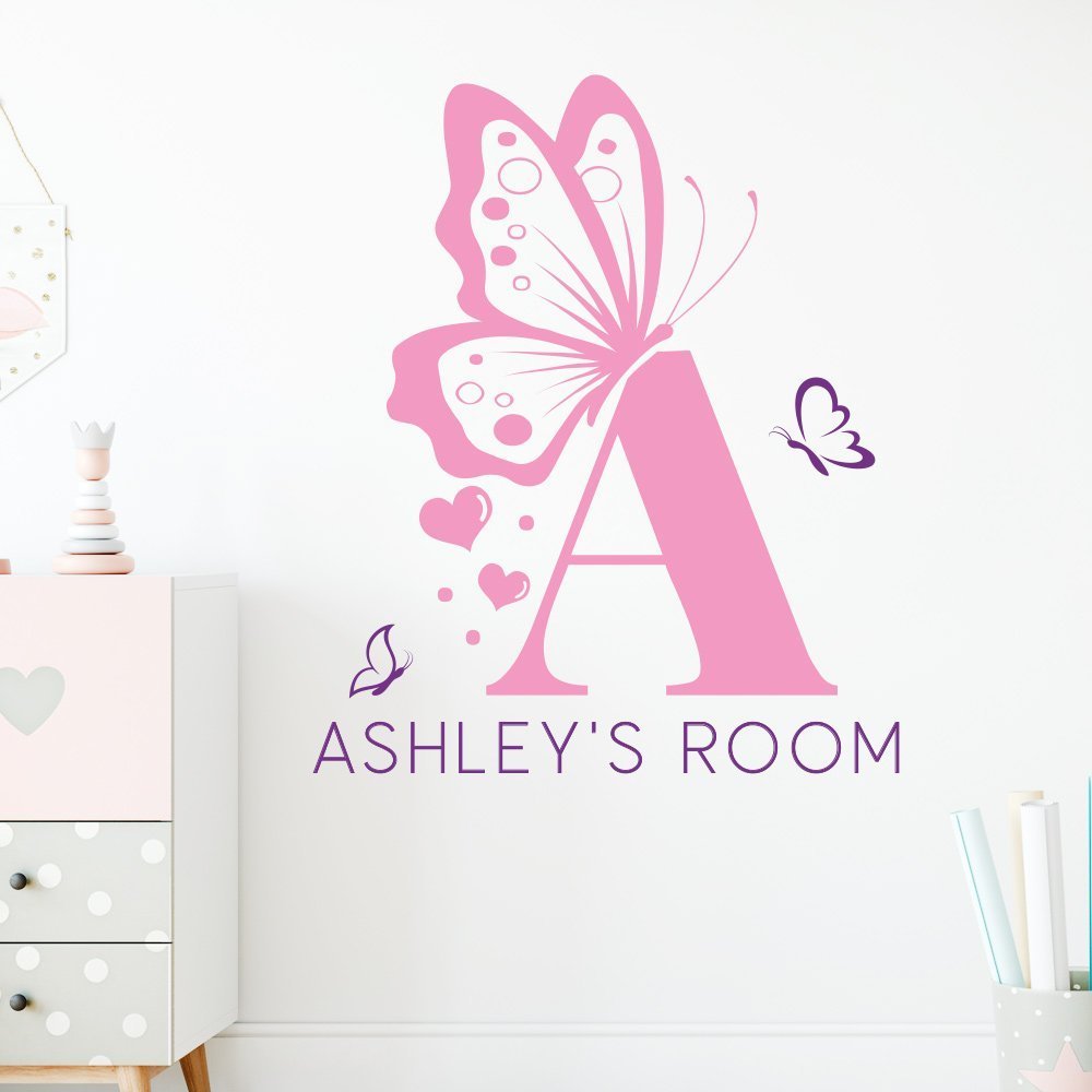 Personalised Wall Sticker Monogram with Butterflies image 0