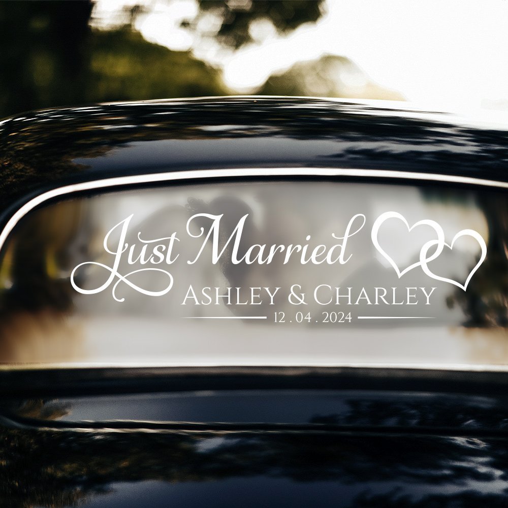 Personalised  Just Married Car Wedding Sticker Mr Mrs Decal image 0
