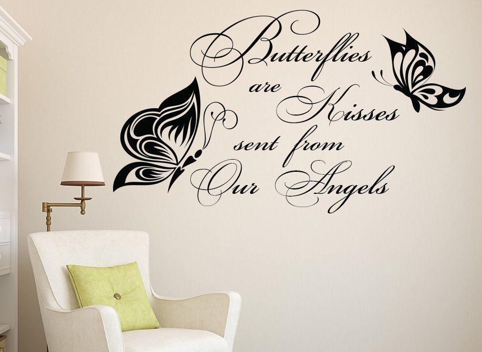 Butterflies Are Kisses Quote Wall Art Sticker image 1