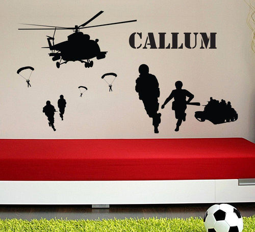 Army Men Helicopter Scene Wall Sticker image 1