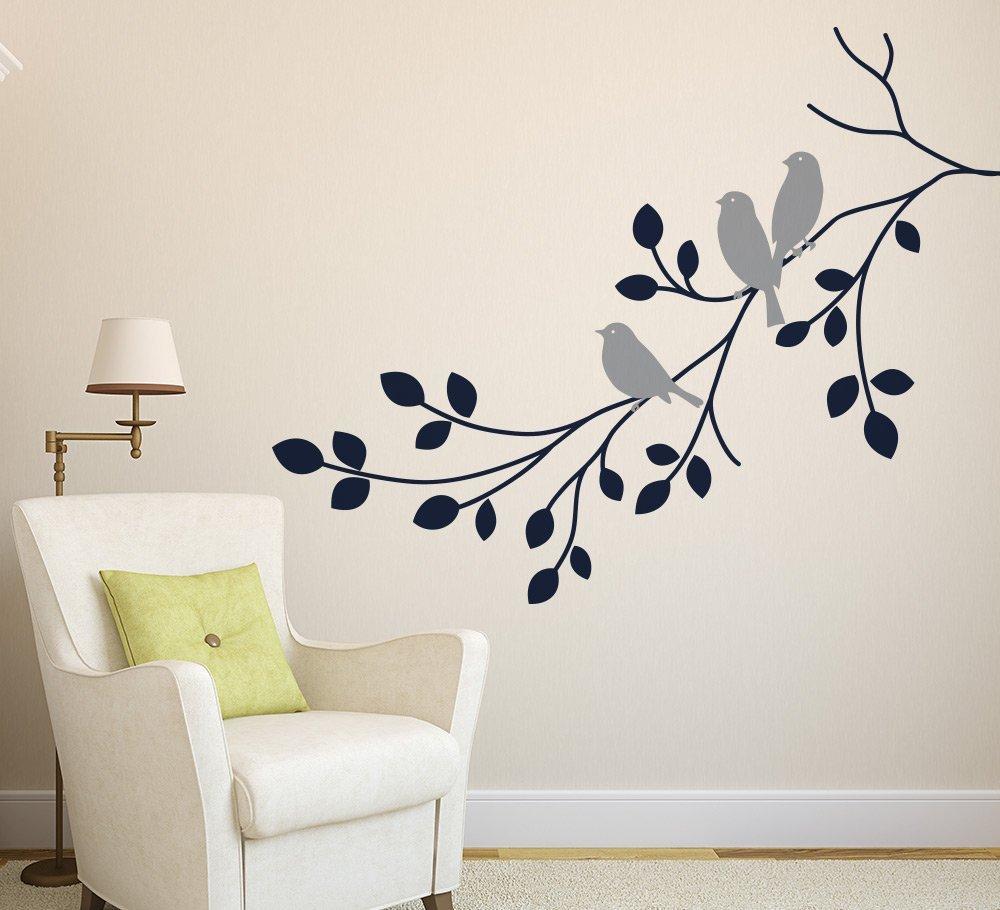 Three Birds on a Branch Wall Art Sticker image 1