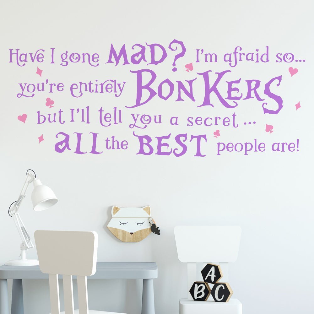 Alice in Wonderland Wall Sticker - Have I gone Mad image 1