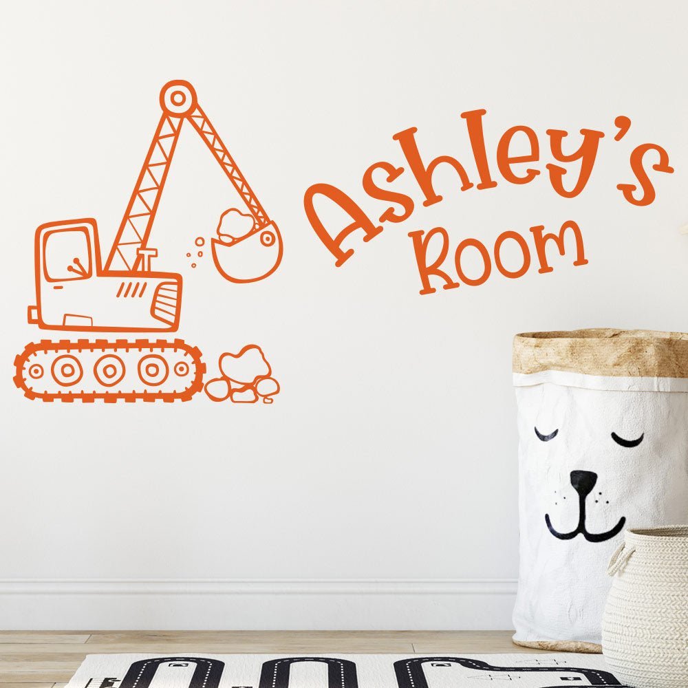 Personalised Digger Truck Wall Sticker image 1