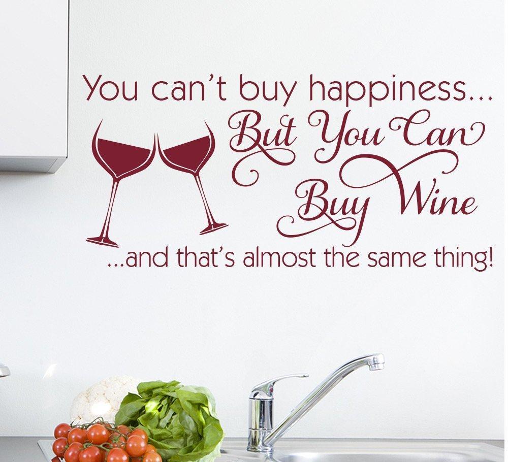 You Cant Buy Happiness Wine Wall Art Sticker image 0