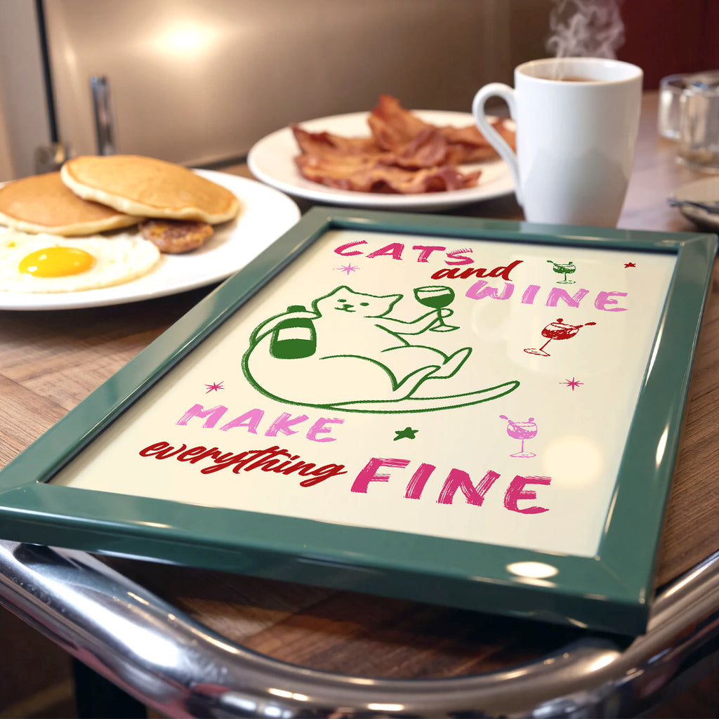 Cats and Wine - Kitchen Wall Art Print