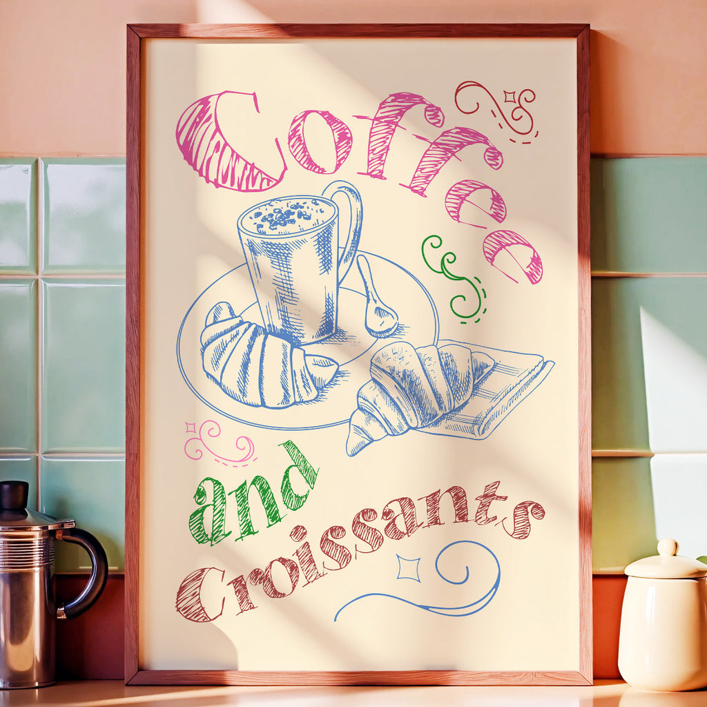 Coffee & Croissants - Kitchen Wall Art Print
