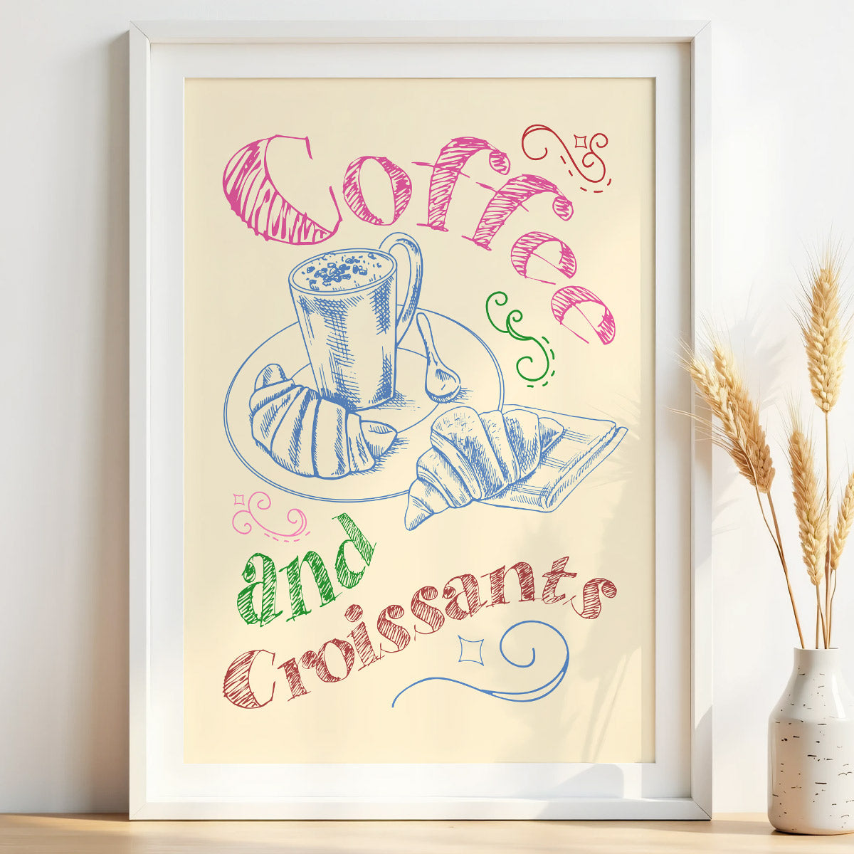 Coffee & Croissants - Kitchen Wall Art Print