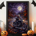 Creepy Skeleton Biker - Halloween Wall Print