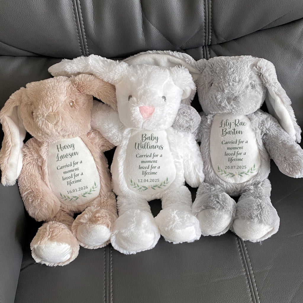 Personalised Baby Loss Bunny - Miscarriage Teddy, Baby Memorial Keepsake