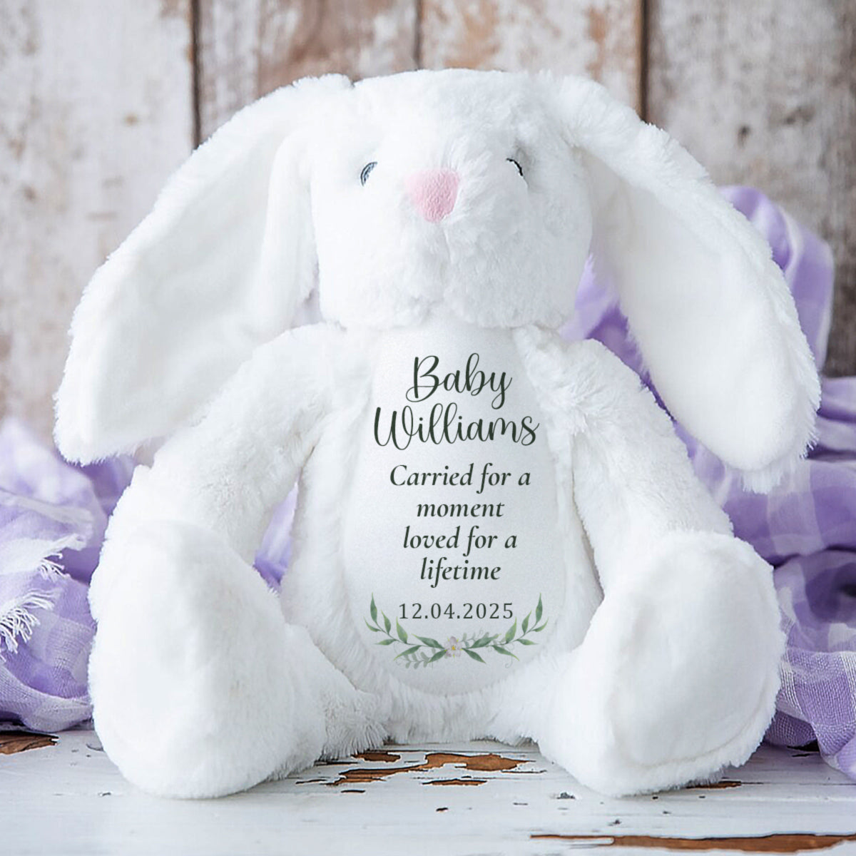 Personalised Baby Loss Bunny - Miscarriage Teddy, Baby Memorial Keepsake