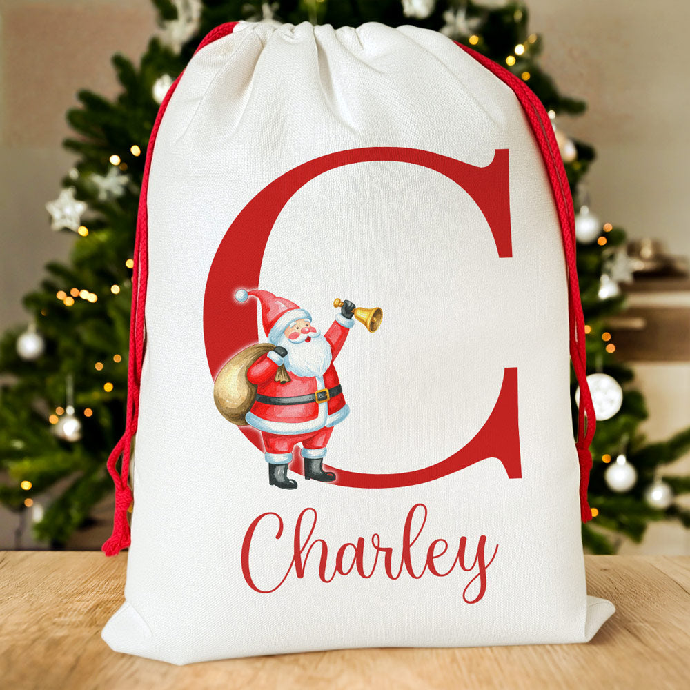 Personalised Santa Sack - Christmas Toy Sack - Any Name and Initial