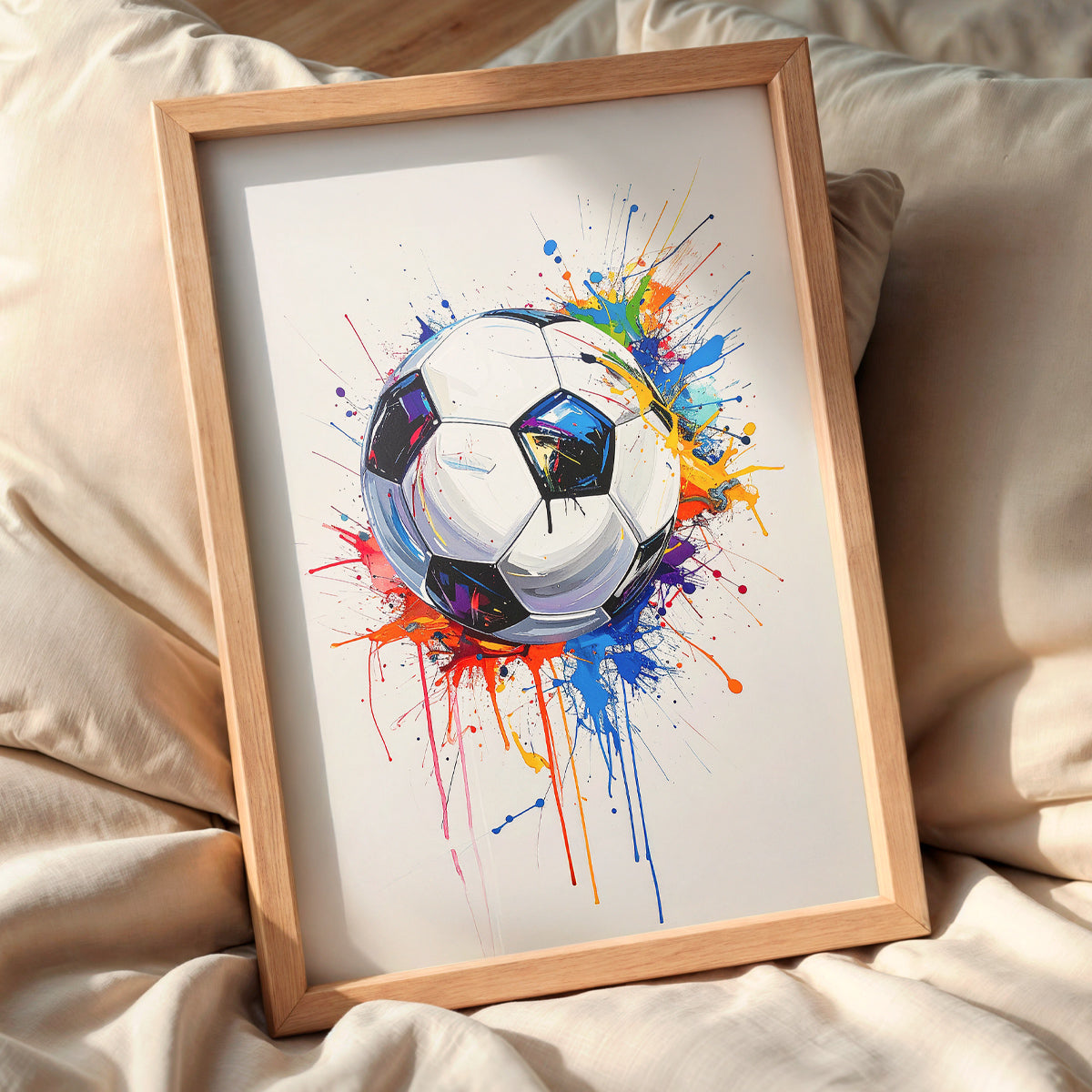 Personalised Football Prints - Paint Style Soccer Wall Art - Girls Bedroom Decor