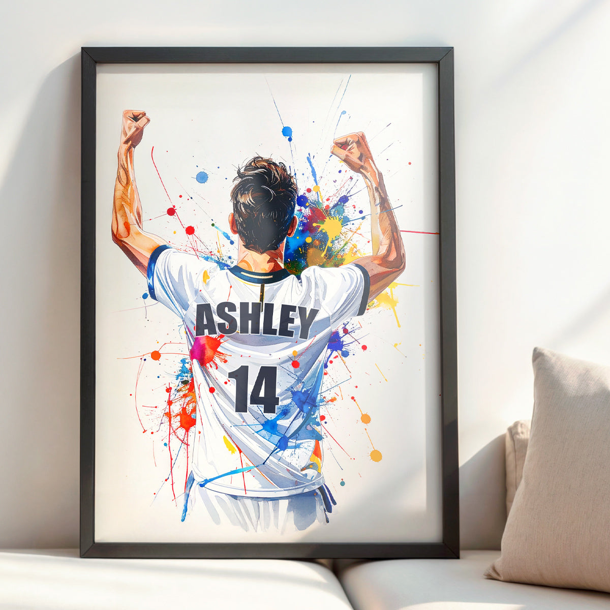 Personalised Football Prints - Paint Style Soccer Wall Art - Boys Bedroom Decor