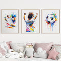 Personalised Football Prints - Paint Style Soccer Wall Art - Girls Bedroom Decor