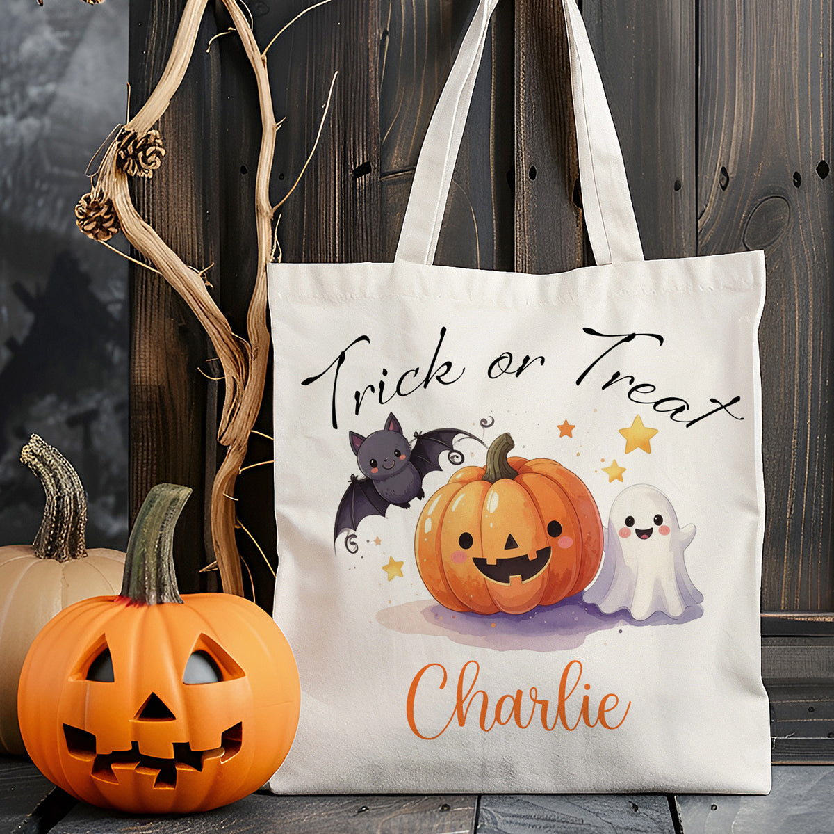 Personalised Halloween Gift Bag - Cute Pumpkin and Friends