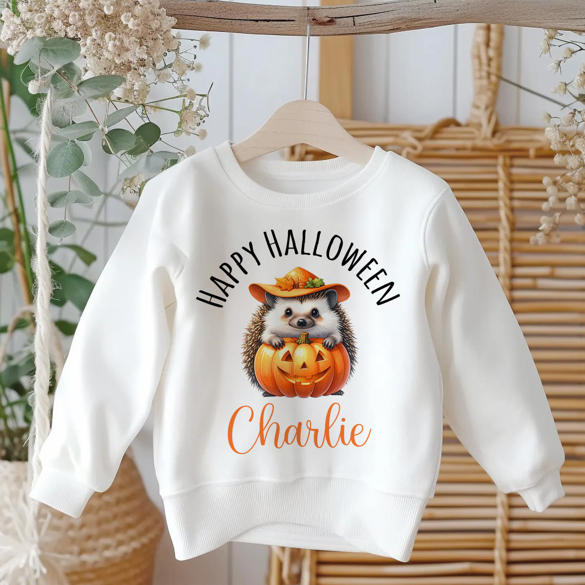 Personalised Pumpkin Halloween Sweatshirt - Pumpkin Jumper, kids Halloween Outfit