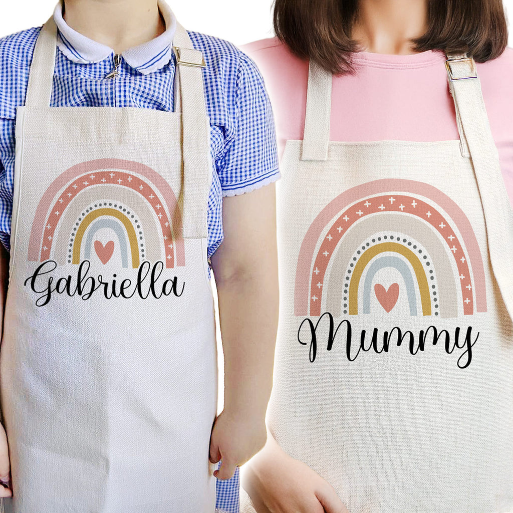 Personalised Rainbow Apron, Kids Apron, Mums Apron, Matching Aprons