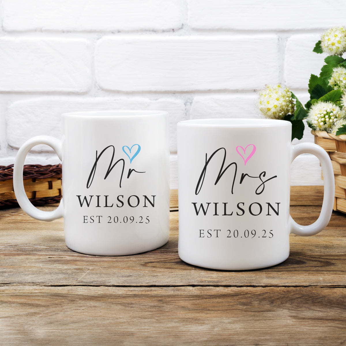 Personalised Mr & Mrs Mugs - Wedding Gifts, Couple Mugs