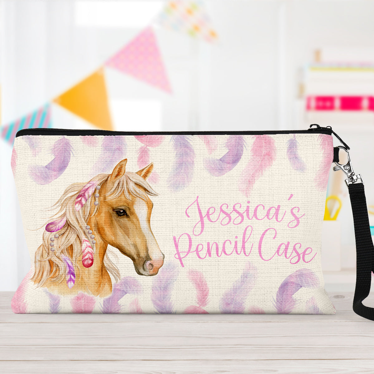 Personalised Pencil Case with Cute Horse – Horse Gifts