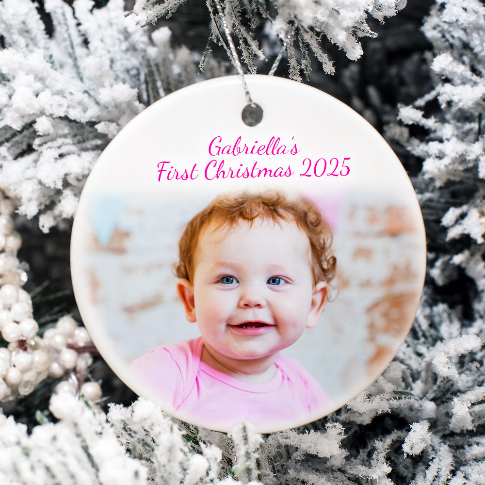 Personalised Photo Christmas Bauble - Flat Ornament - Photo Gift