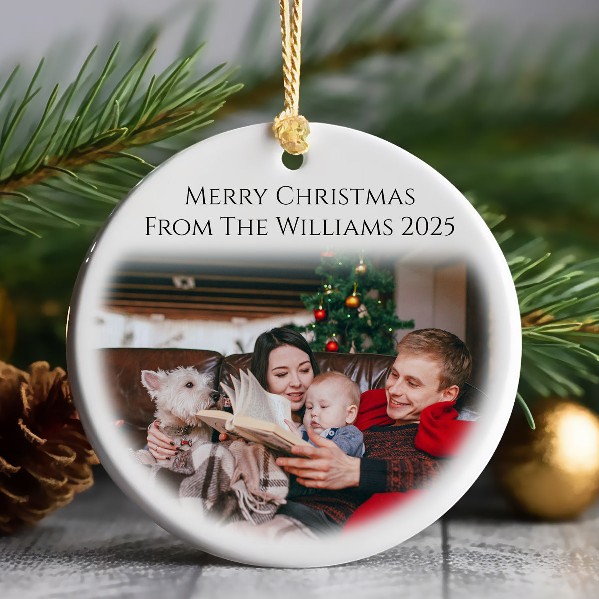 Personalised Photo Christmas Bauble - Flat Ornament - Photo Gift