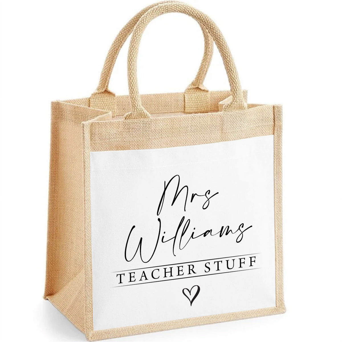Personalised Teacher Bag - Teacher Gifts - Jute Lunch Bag - Thank You Teacher Gift - Teachers Bag