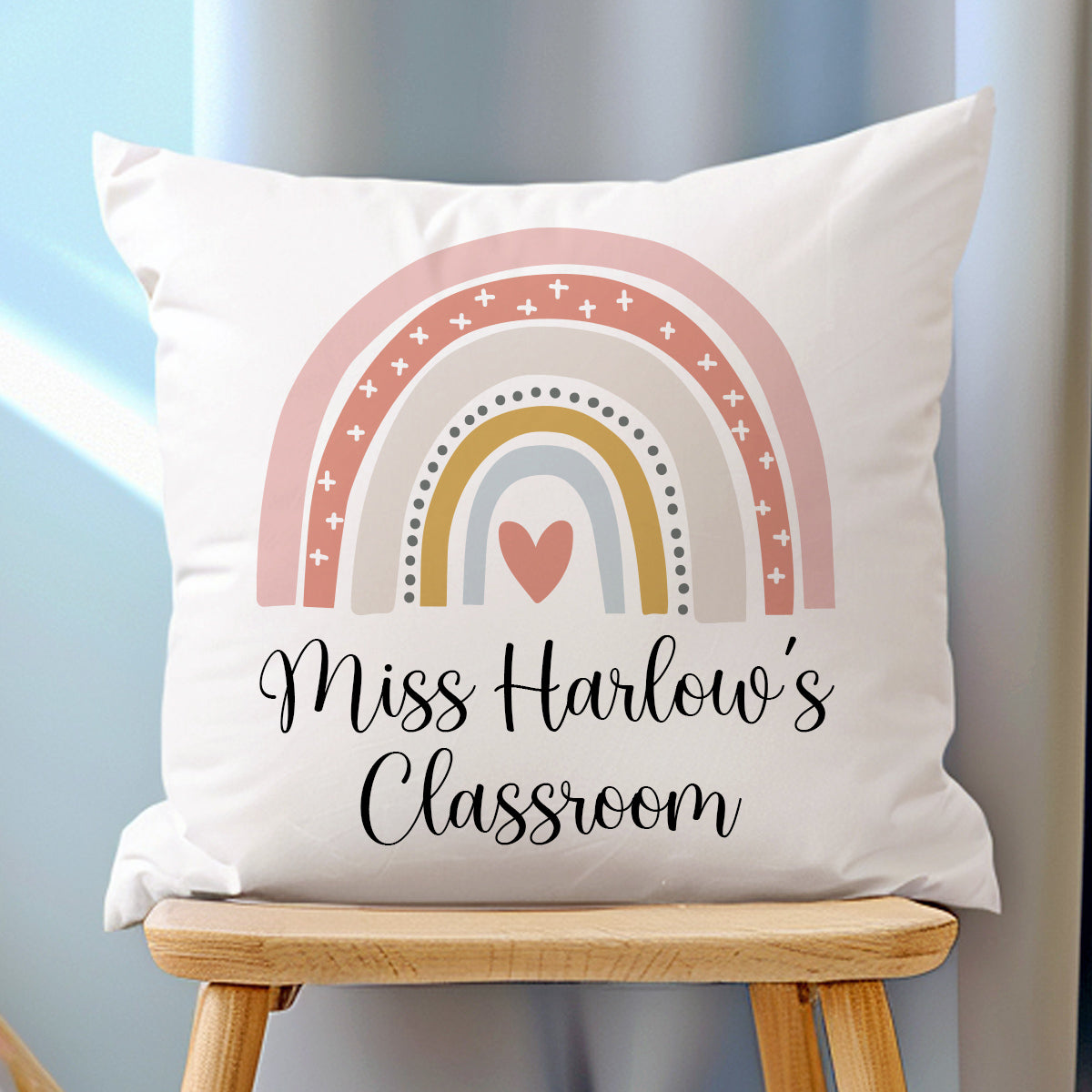 Personalised Teacher Gift - Rainbow Cushion