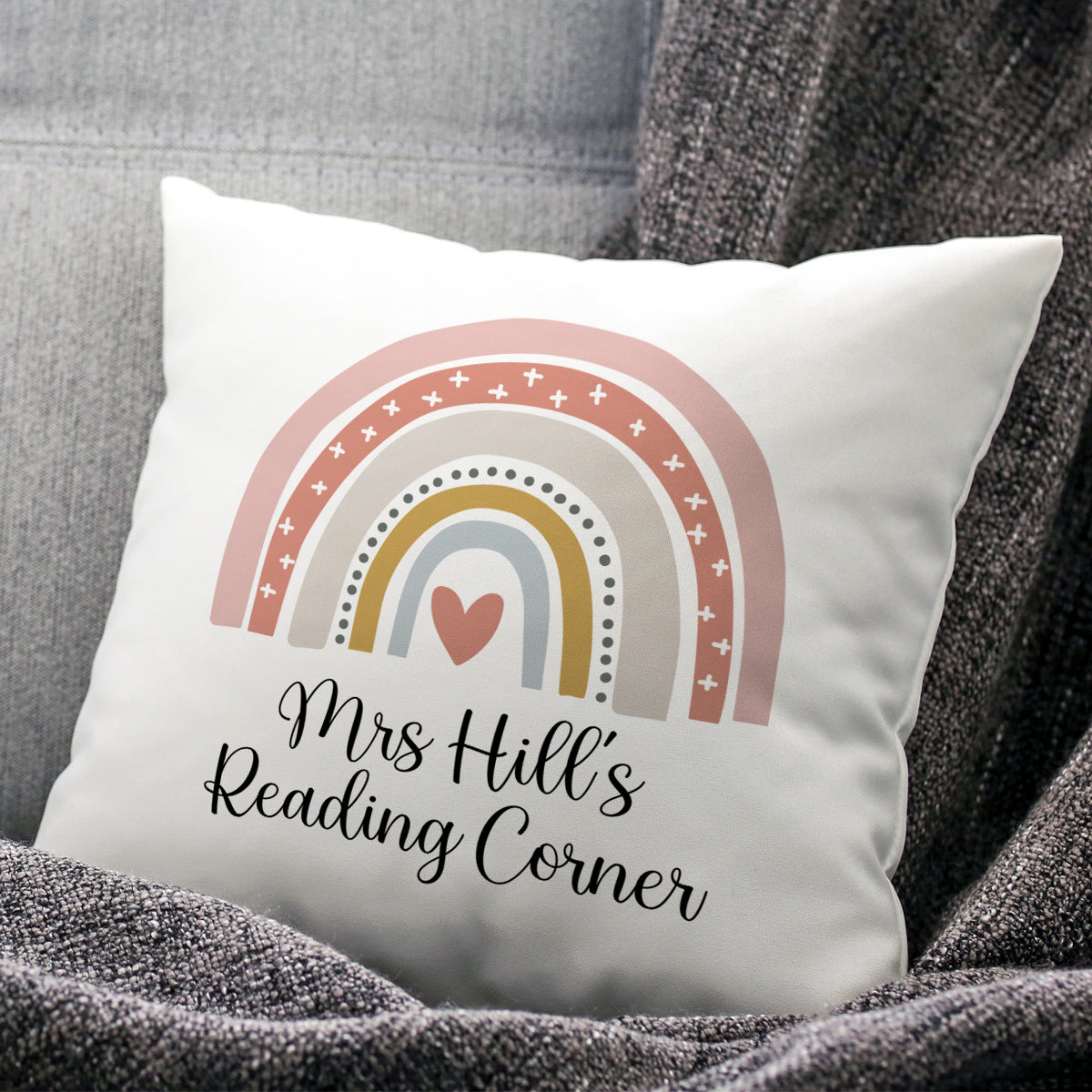 Personalised Teacher Gift - Rainbow Cushion