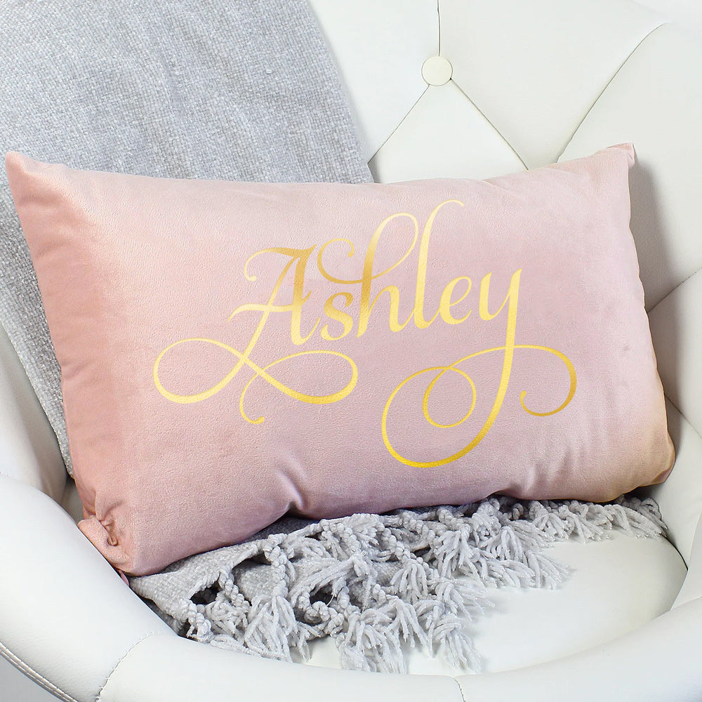 Personalised Name Velvet Cushion - Foil Printed Pillow