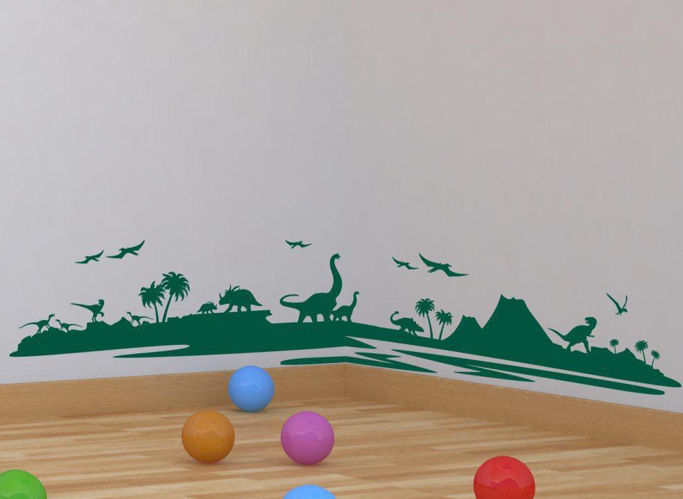 Dinosaur Wall Sticker - Dino Landscape Boys Wall Sticker image 1